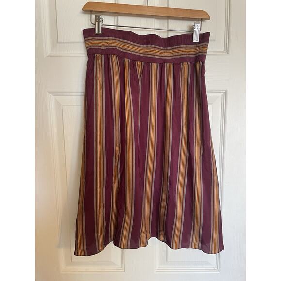 VTG Calvin Klein 100% Silk Stripped School Girl Pull On Mini Skirt Size 4 - Picture 1 of 11